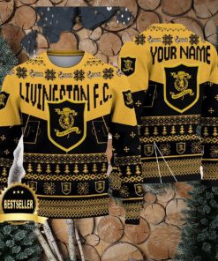 Livingston FC Ugly Christmas Sweater Logo Custom Name Gift Fans