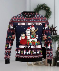 Llama Sloth Make Christmas Happy Again Ugly Christmas Sweater