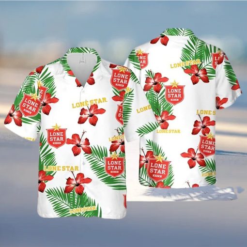 Lone Star Beer Hibiscus Flower Pattern Hawaiian Shirt