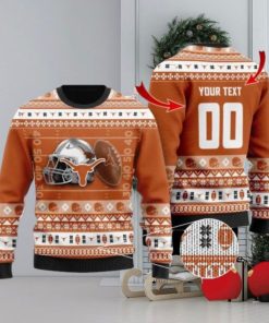 Longhorns Custom Name & Number Personalized Knitted Ugly Christmas Sweater