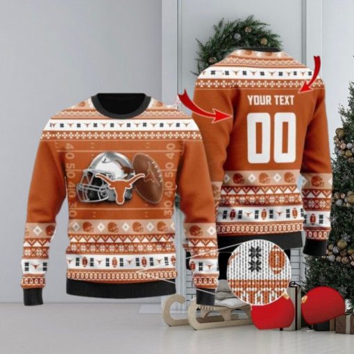 Longhorns Custom Name & Number Personalized Knitted Ugly Christmas Sweater