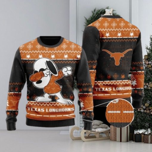 Longhorns Snoopy Dabbing Knitted Ugly Christmas Sweater