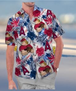 Los Angeles Angels America Flag Tropical Floral MLB Aloha Hawaiian Shirt