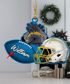 Los Angeles Chargers NFL Custom Name Rugby Ball Helmet Custom Shape Christmas Ornament