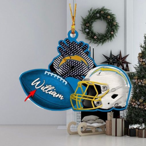 Los Angeles Chargers NFL Custom Name Rugby Ball Helmet Custom Shape Christmas Ornament