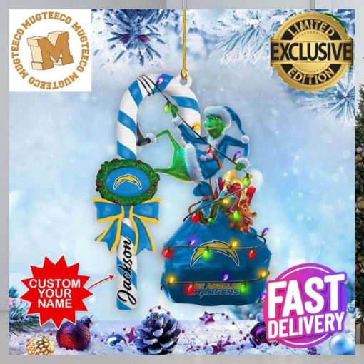 Los Angeles Chargers NFL Grinch Candy Cane Personalized Xmas Gifts Christmas Tree Decorations Ornament_69307510 1 800×800