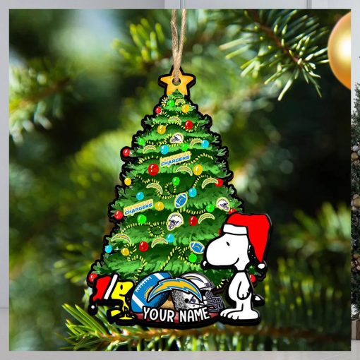 Los Angeles Chargers Personalized Your Name Snoopy And Peanut Ornament Christmas Gifts For NFL Fans SP161023146ID03