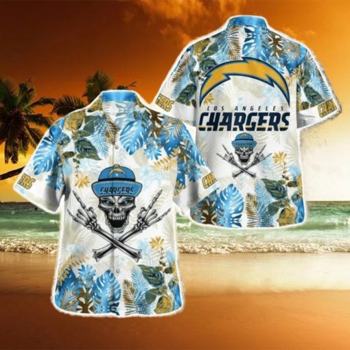 Los Angeles Chargers Skull Tropical Hawaiian Shirt