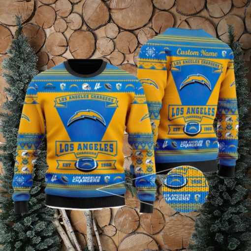 Los Angeles Chargers Team Custom Name Ugly Christmas Sweater For Men And Women Sport Gift