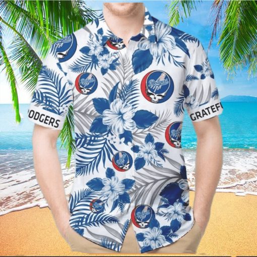 Los Angeles Dodgers Grateful Dead Button Up Hawaiian Shirt  LA Dodgers Hawaiian Shirt