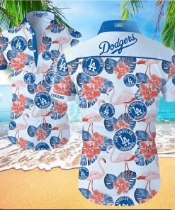 Los Angeles Dodgers Hawaiian Shirt Flamingo Tropical Flowers