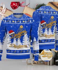 Los Angeles Dodgers Logo Golden Fans Santa Hat Tree Ugly Christmas Sweater