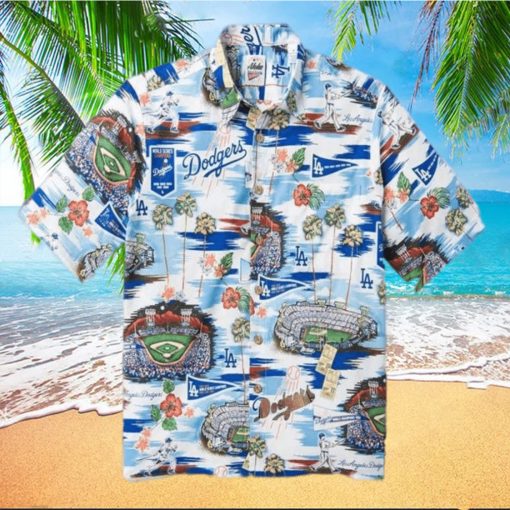 Los Angeles Dodgers Logo Hawaiian Shirt Cheap Men Dodgers Baseball Apparel Dodgers Stadium Pattern