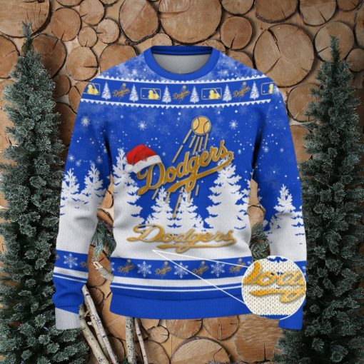 Los Angeles Dodgers Logo Wearing Santa Hat Christmas Gift Ugly Christmas Sweater For Men And Women Gift