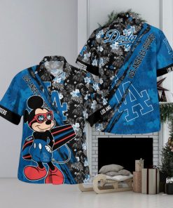 Los Angeles Dodgers Mickey Mouse Floral Short Sleeve Hawaii Shirt