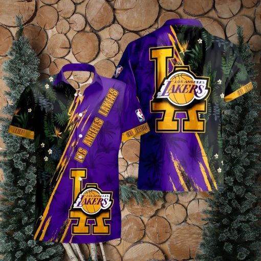 Los Angeles Lakers NBA Champions Floral Pattern 3D Aloha Hawaiian Shirt