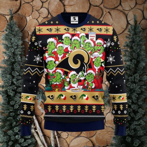 Los Angeles Rams 12 Grinch Xmas Day Christmas Ugly Sweater