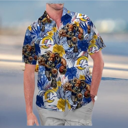 Los Angeles Rams America Flag Tropical Floral Aloha Hawaiian Shirt