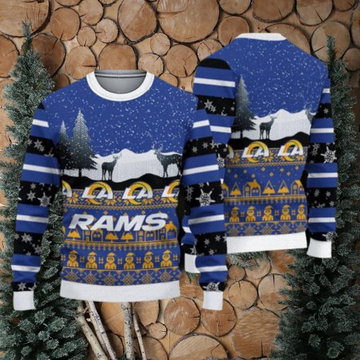 Los Angeles Rams Fans Reindeers Pattern Ugly Christmas Sweater Gift