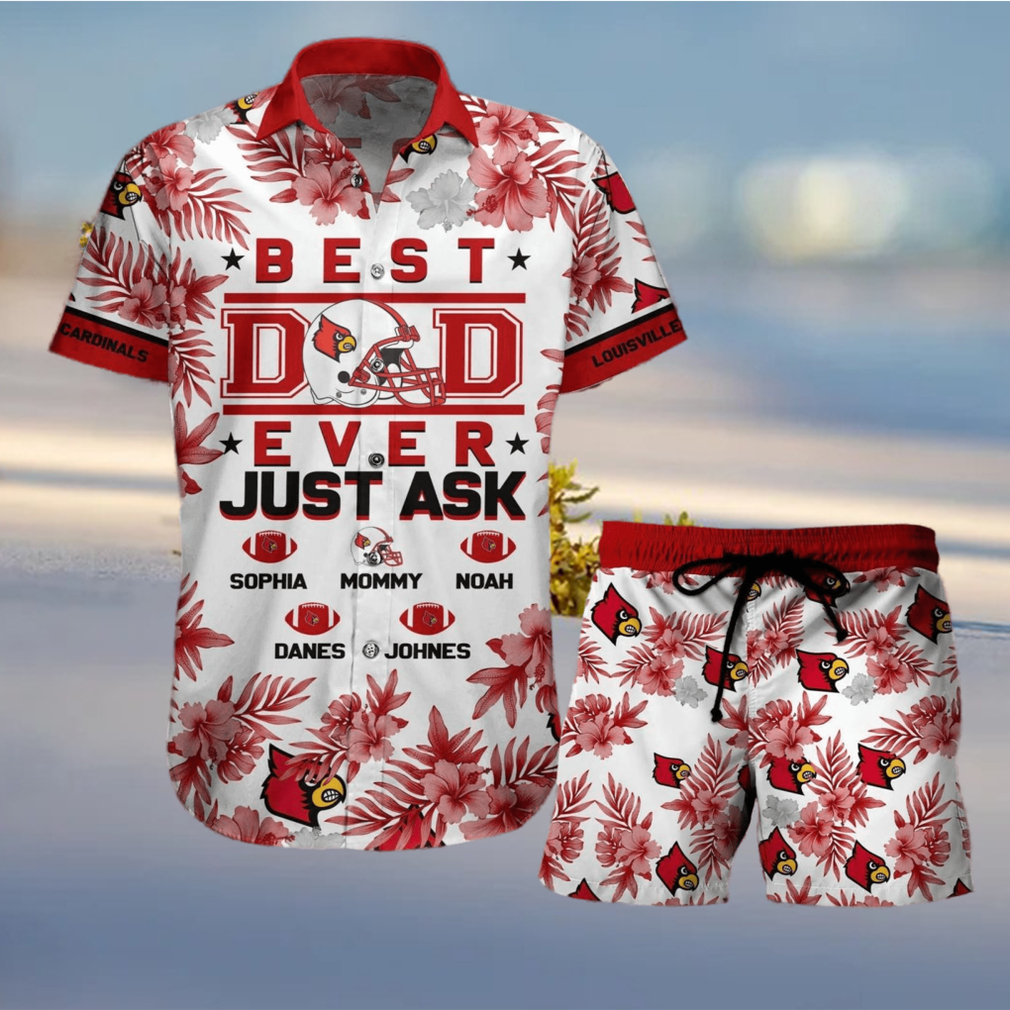Louisville Cardinals Best Dad Custom Name Hawaiian Shirt - teejeep