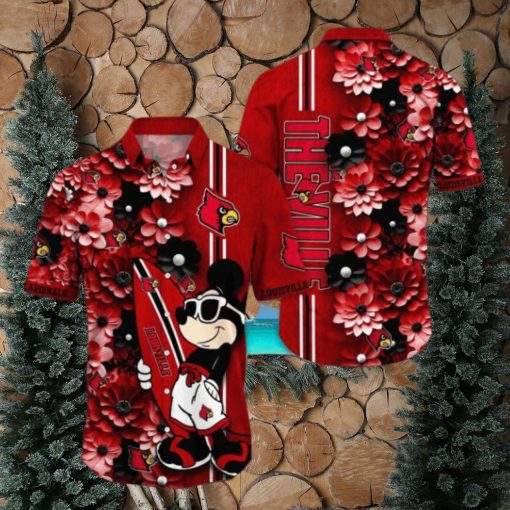 Louisville Cardinals Hawaiian Shirt Mickey Love Surfing Trending Summer Gift
