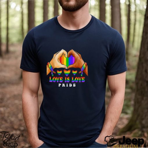 Love Is Love Heart Lesbian Rainbow LGBT Gay Ally Pride Month T Shirt