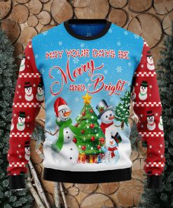 Love Snowman Merry And Bright Ugly Christmas Sweater