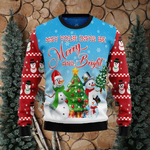 Love Snowman Merry And Bright Ugly Christmas Sweater