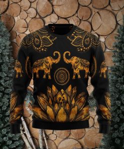 Lovely Gold Elephant Black Ugly Christmas Sweater