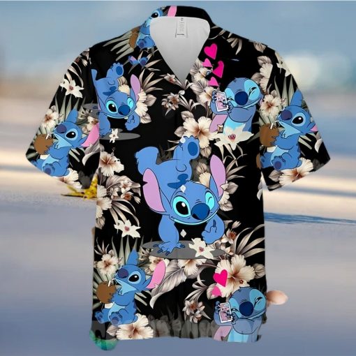 Lovely Stitch Disney Cartoon Graphics Hibiscus All Over Print Hawaiian Shirt