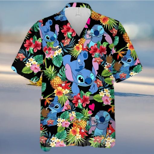 Lovely Stitch Disney Cartoon Graphics Pineapple All Over Print Hawaiian Shirt