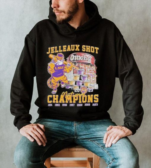 Lsu tigers jelleaux shot omaha national champions 2023 art design t shirt