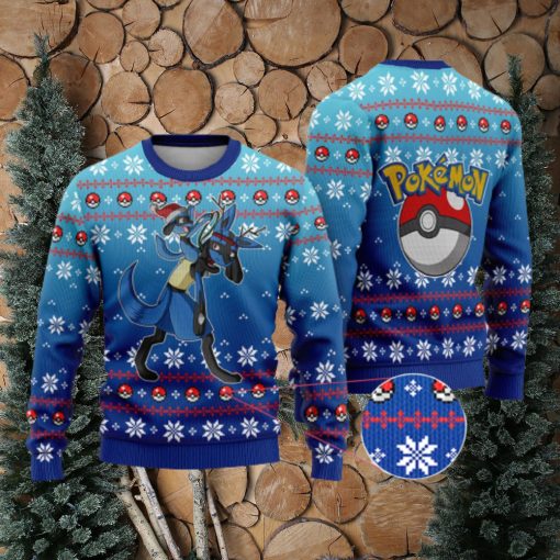 Lucario Lucario Anime Lucario Xmas Pocket Monster Gift Ugly Christmas Sweater For Men And Women