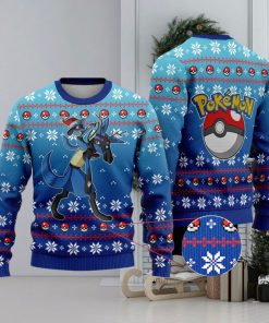 Lucario Ugly Christmas Sweater Lucario Lucario Xmas Pocket Monster Ugly Sweater