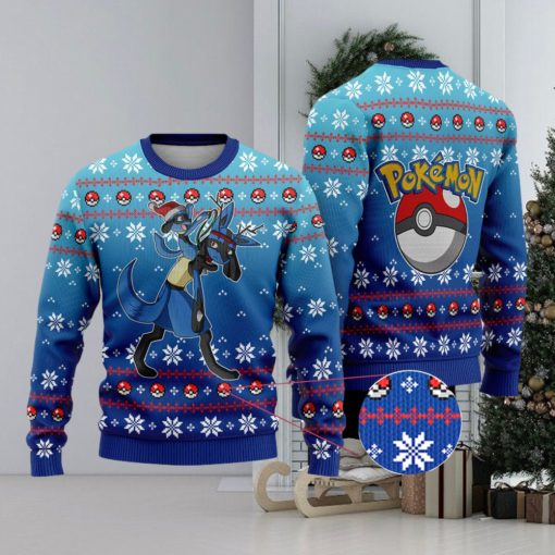 Lucario Ugly Christmas Sweater Lucario Lucario Xmas Pocket Monster Ugly Sweater