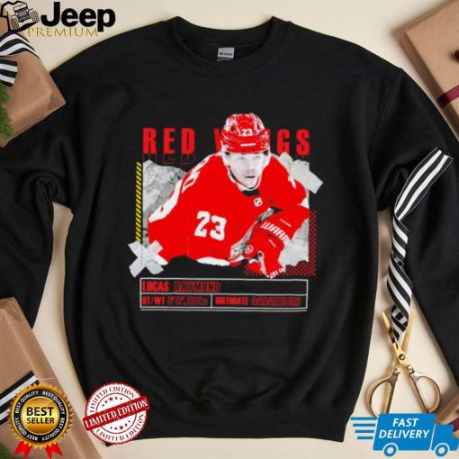 Lucas Raymond number 23 Detroit Red Wings ice hockey player pose paper gift shirt