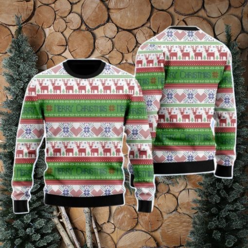 Lue Red Tacky Reindeer Xmas Pattern Christmas Unisex Ugly Sweater