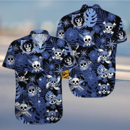 Luffy One Piece Crew Logo Floral Hawaiian Shirt