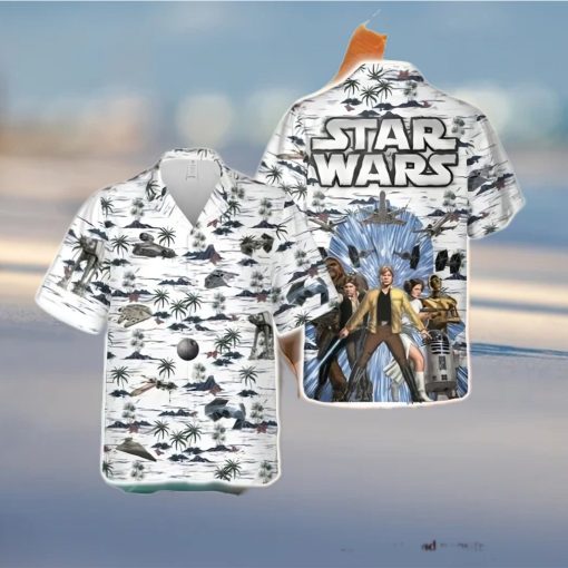 Luke Skywalker Princess Leia Han Solo Chewbacca R2 D2 C 3PO Star Wars All Over Print Hawaiian Shirt