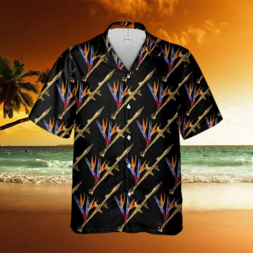 Luxury Golden Shoulder Fired Missile Black Hawaiian Shirt Summer Gift For Men And Women