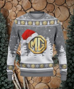 MG Car Logo Wearing Santa Hat Christmas Gift Ugly Christmas Sweater For Men And Women Gift