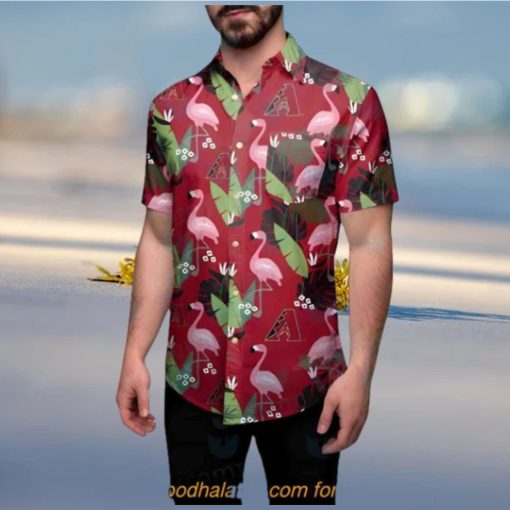 MLB Arizona Diamondbacks Hawaiian Shirt, Flamingo & Banana Leaf Design