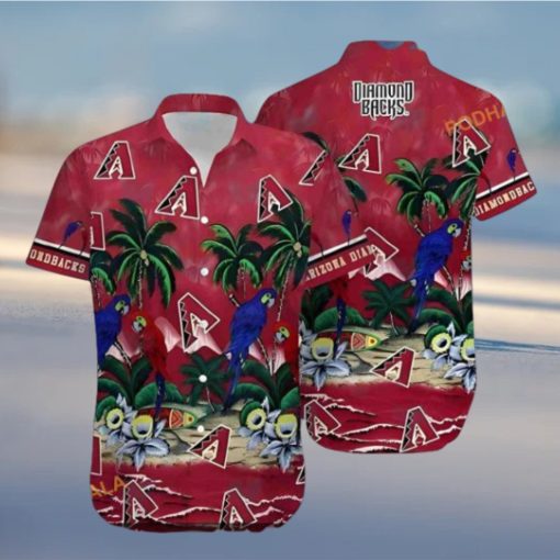 MLB Arizona Diamondbacks Hawaiian Shirt, Parrot & Palm Tree Design