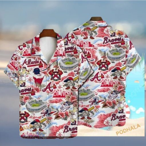 MLB Atlanta Braves Hawaiian Shirt Baseball Pattern, White Background Design