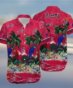 MLB Atlanta Braves Hawaiian Shirt Parrot & Coconut Trees, Tropical Style