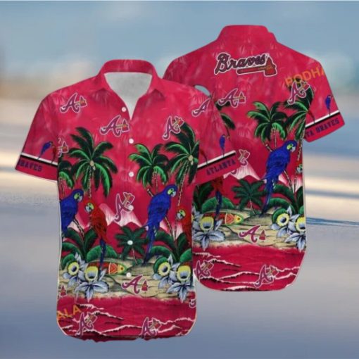 MLB Atlanta Braves Hawaiian Shirt Parrot & Coconut Trees, Tropical Style