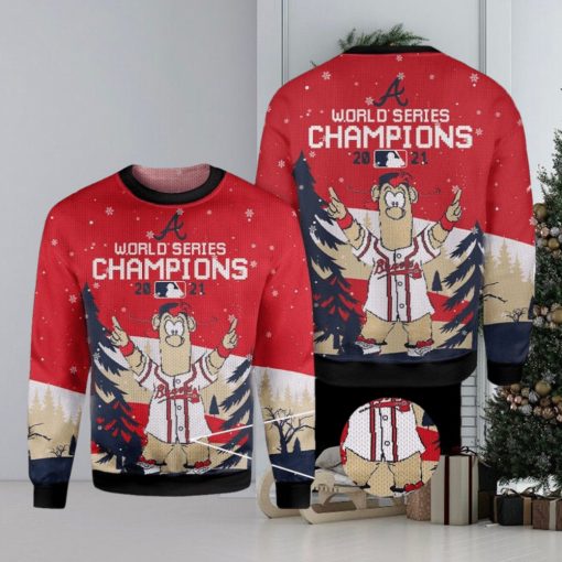 MLB Atlanta braves World Series Champions December Knitted 3D Sweater For Xmas