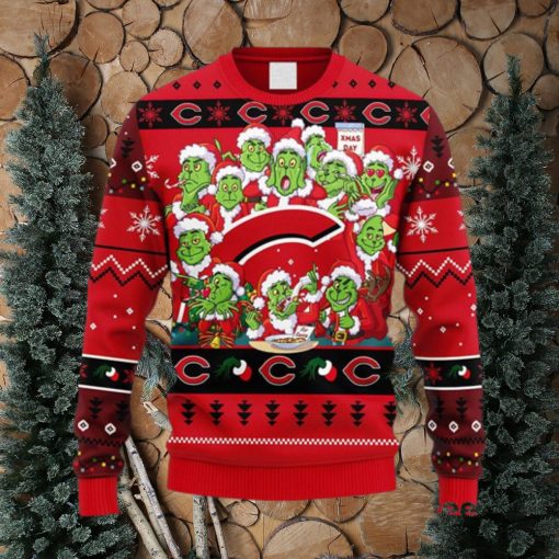 MLB Cincinnati Reds 12 Grinch Xmas Day Christmas Ugly 3D Sweater For Men And Women Gift Ugly Christmas