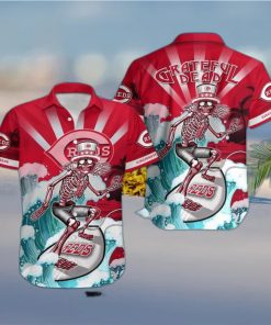 MLB Cincinnati Reds Hawaiian Shirt Funny Surfing Grateful Dead Summer Vacation Gift