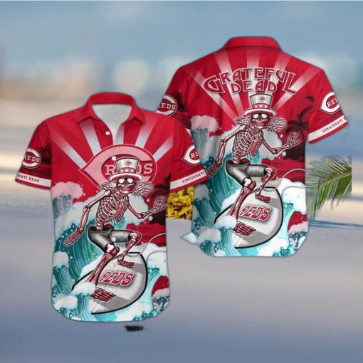 MLB Cincinnati Reds Hawaiian Shirt Funny Surfing Grateful Dead Summer Vacation Gift